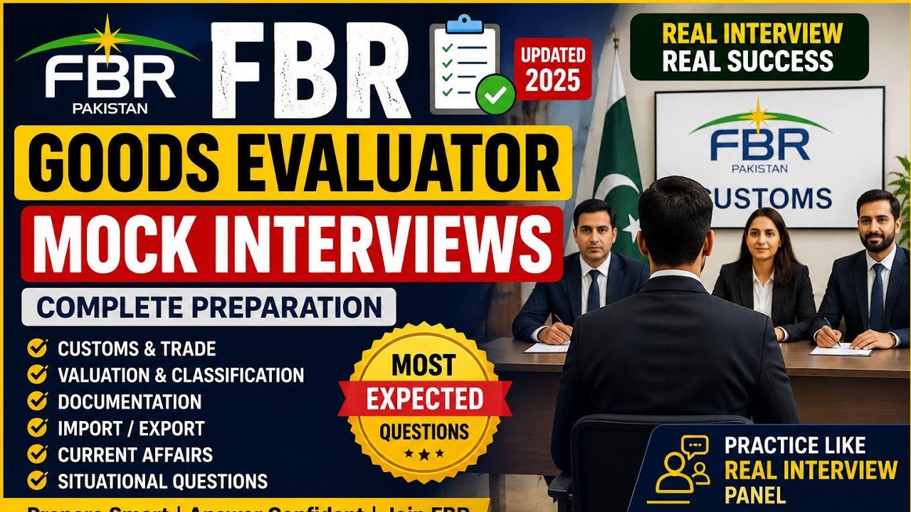 FBR Goods Evaluator Mock Interview Preparation| FBR Jobs 2026 Interview Guidance