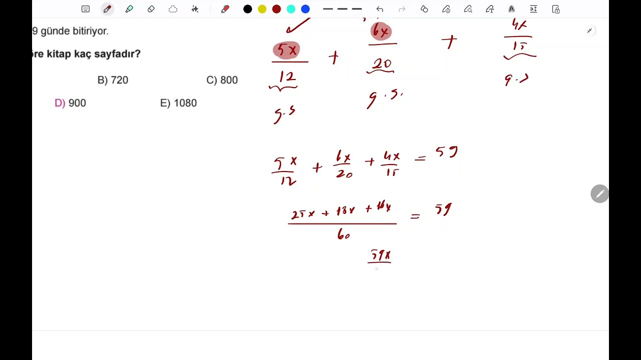 Kesir Problemleri Öğreniyorum Test 2 Eyüp B  TYT Matematik