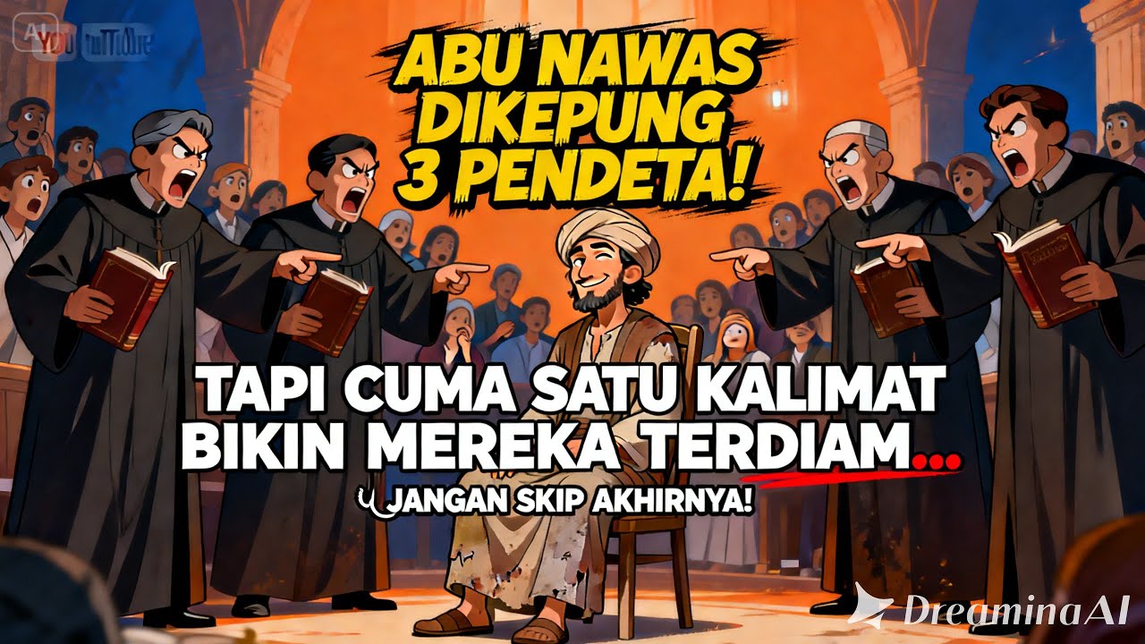 dikepung 3 pendeta ‼️tapi cuma satu kalimat abu nawas bikin mereka terdiam . kisah lucu abu nawas