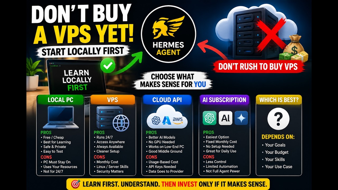 Hermes Agent: Local PC vs VPS vs Cloud AI &mdash; Best Setup for Beginners