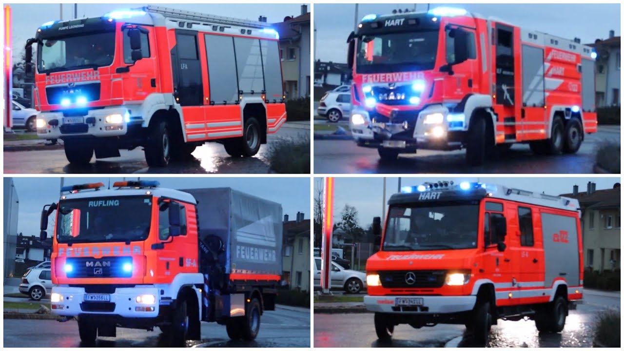 Einsatzfahrten zum Garagenbrand [Brand Wohnhaus] FF Leonding+FF Hart+FF Rufling