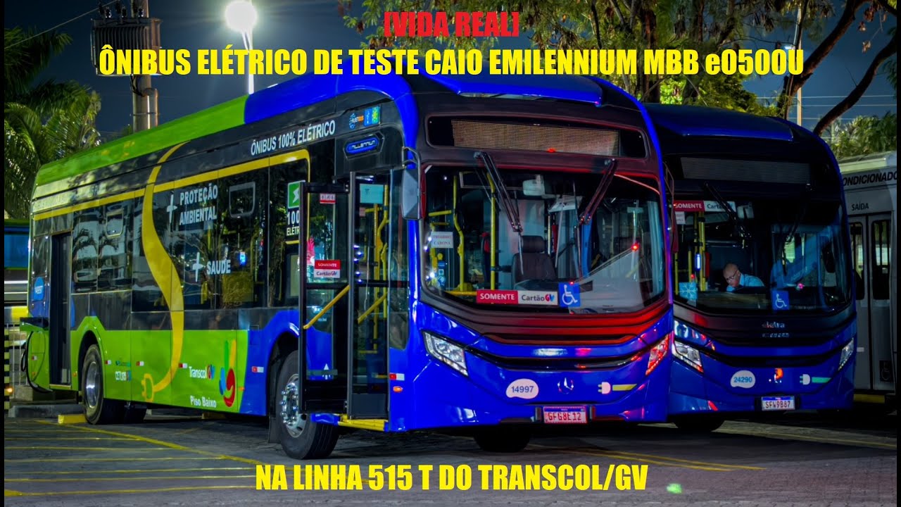 [VIDA REAL] ÔNIBUS ELÉTRICO DE TESTE CAIO EMILENNIUM MBB eO500U NA LINHA 515 T DO TRANSCOL/GV