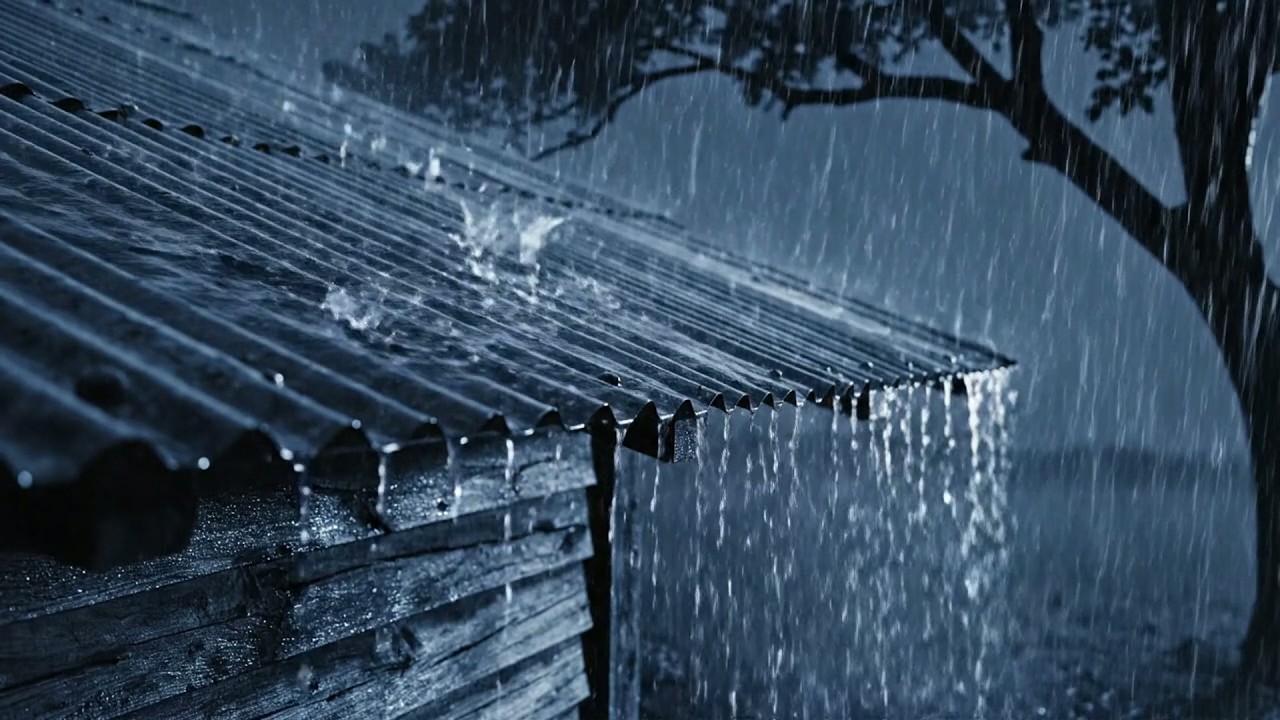 Heavy Rainstorm in Garden House with Lightning Flashed & Thunder Rumbled, Rain Sounds for Sleeping