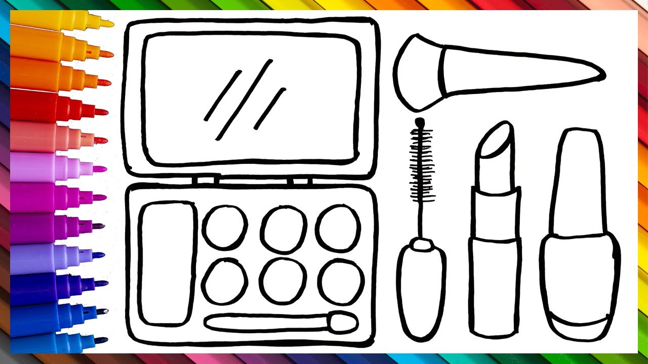 Dibuja y Colorea el Kits de Maquillaje de Arco Iris 💄🌈 Dibujos Para Niños