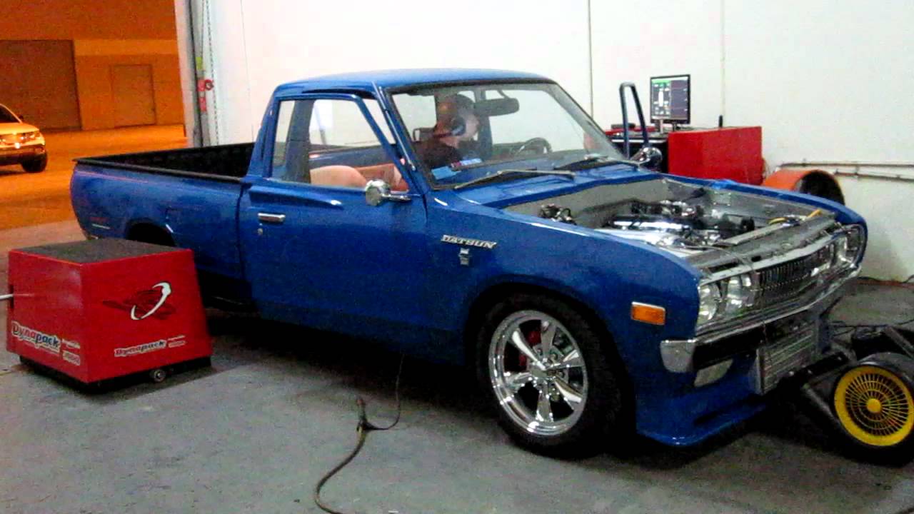 Bisimoto tuning of boosted old school Datsun pickup truck