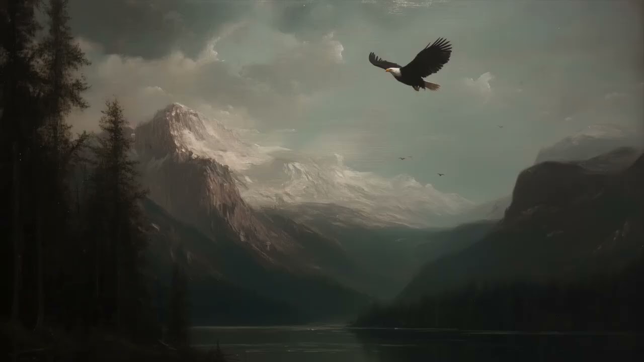 Vintage Eagle Landscape Art Screensaver for Frame TV | Nature Mountain Decor | No Music | 3 Hours