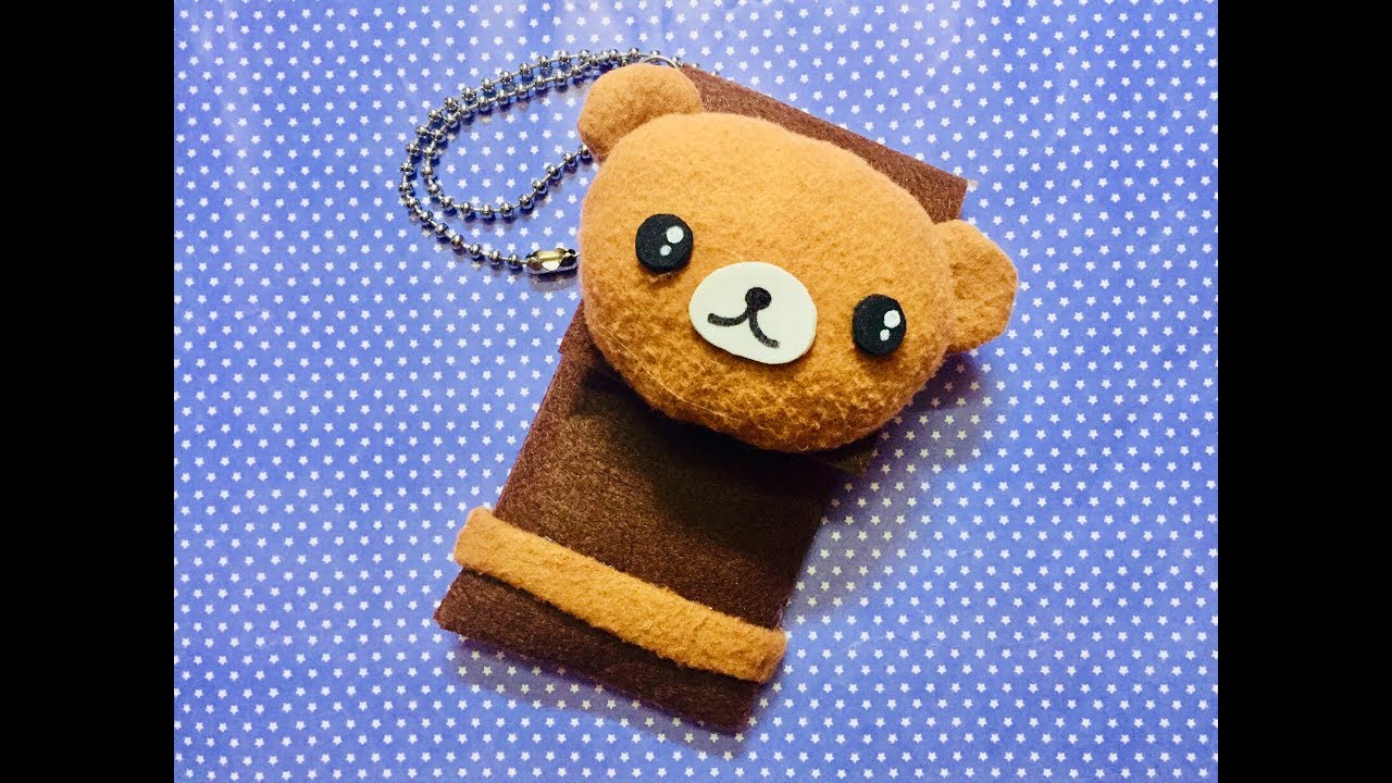 DIY Phone Pouch, Felt Phone Pouch, Phone case, Rilakkuma, Kawaii phone pouch