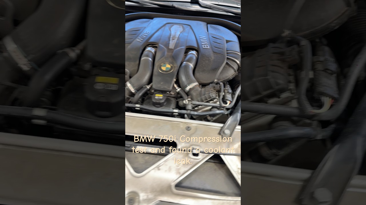 BMW 750i had a tiny coolant leak.