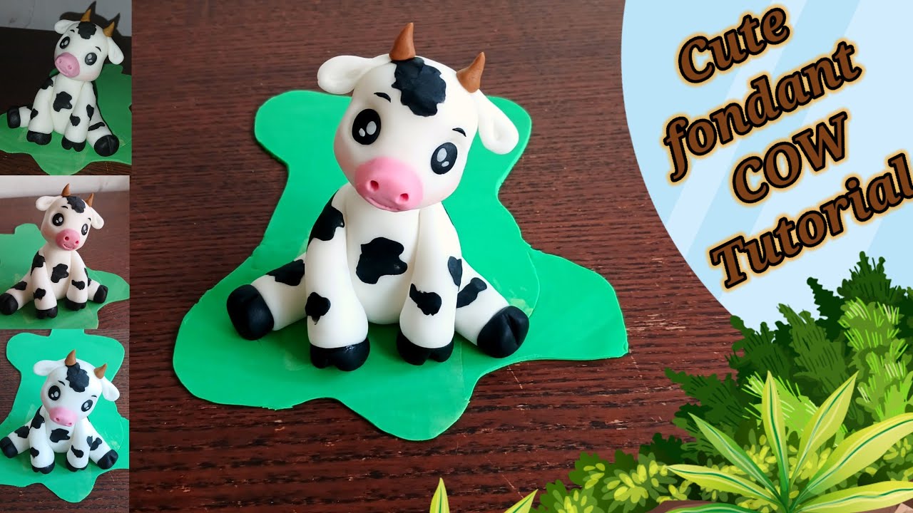 Cow #fondant cake topper tutorial 🐮/ تشكيل بقرة بعجينة السكر