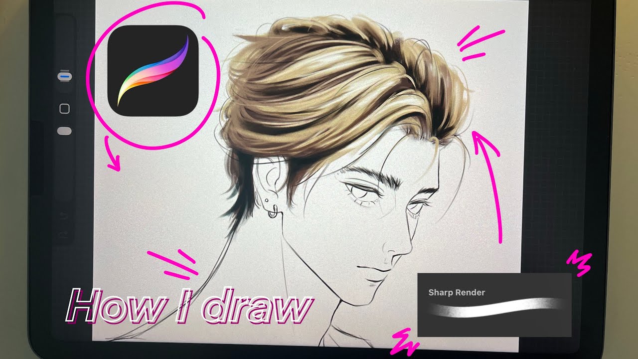 How i draw hair | Hair rendering tutorial on procreate 