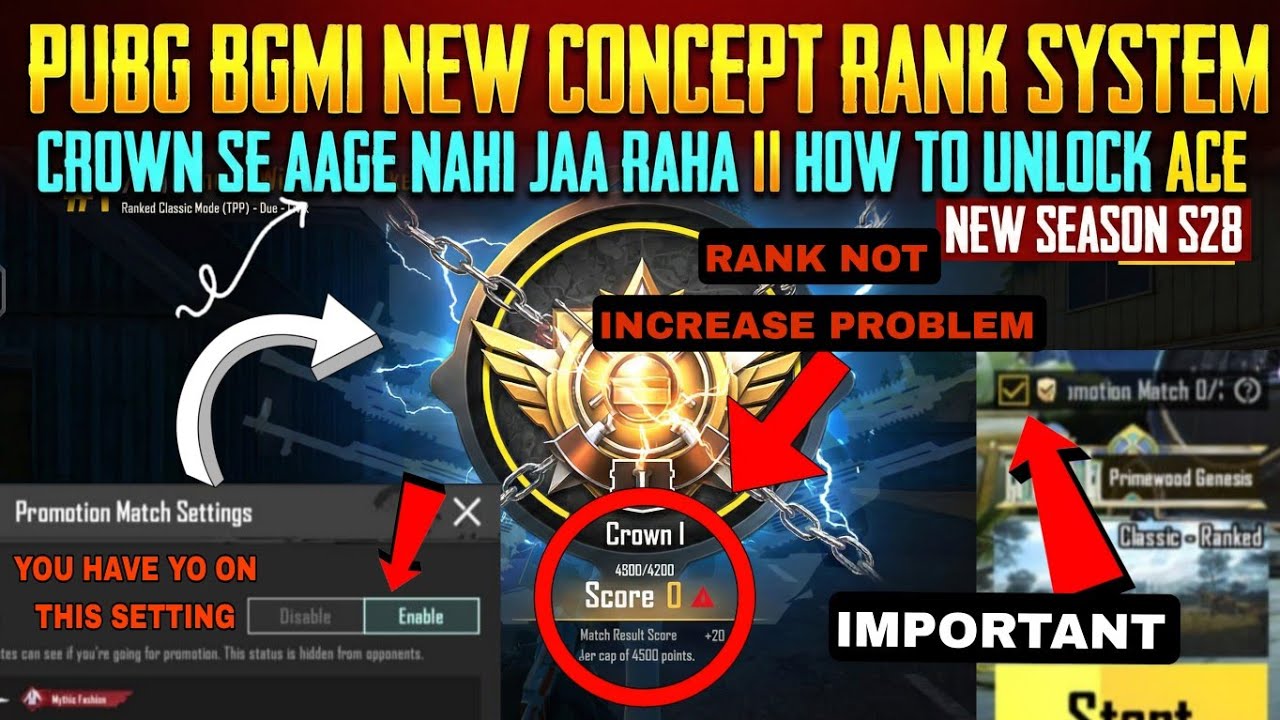 PUBG BGMI NEW CONCEPT RANK SYSTEM || CROWN SE AAGE NAHI JAA RAHA || HOW TO UNLOCK ACE NEW SEASON S28