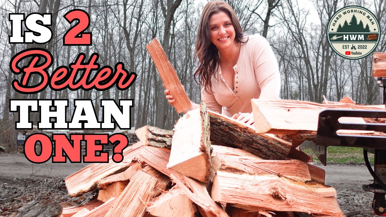 Splitting Huge Oak Rounds for Firewood Trying New Method