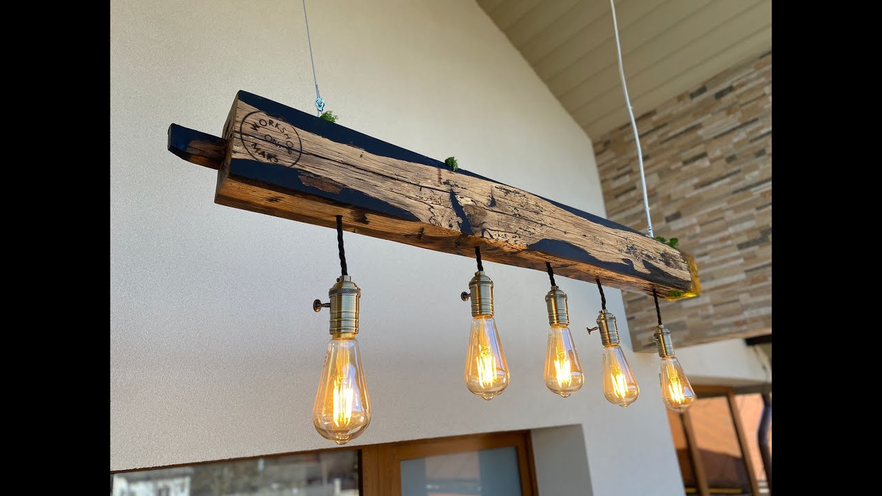 The Original Idea of a Lighting Fixture made of Beams recovered from an Old Barn | Epoxy Resin