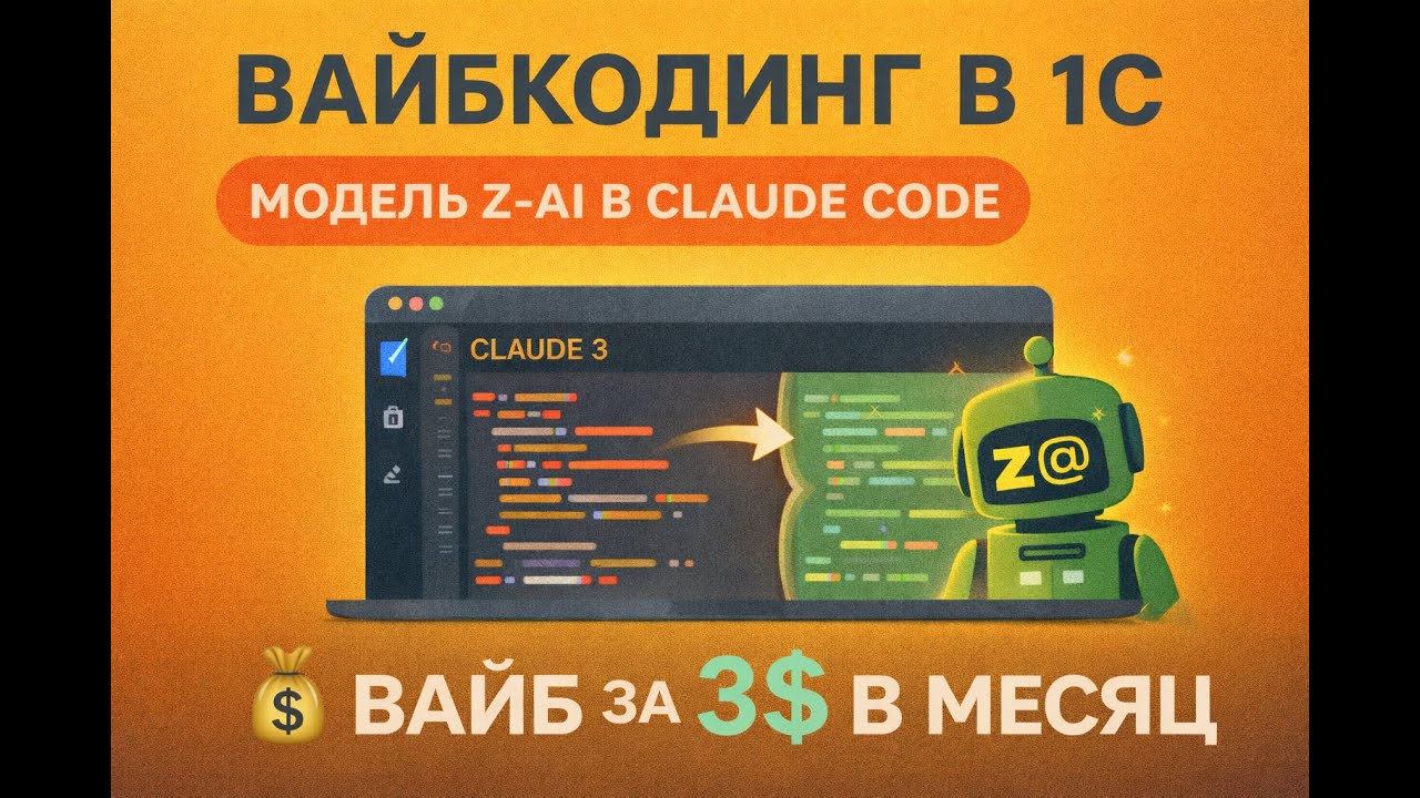Вайбкодинг в 1С, модель z-AI в Claude Code. Вайб за 3$ в месяц