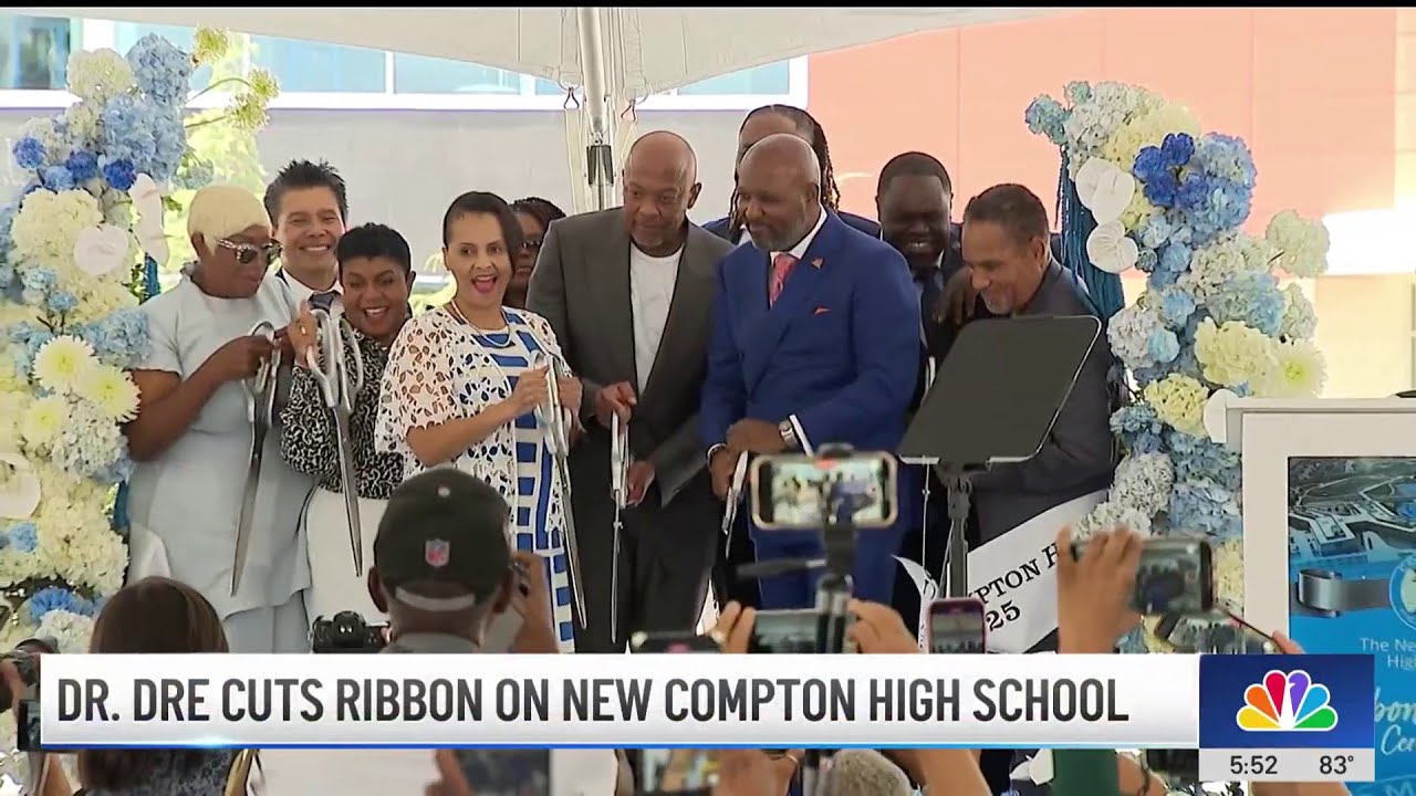Dr. Dre cuts ribbon at new Compton High School unveiling