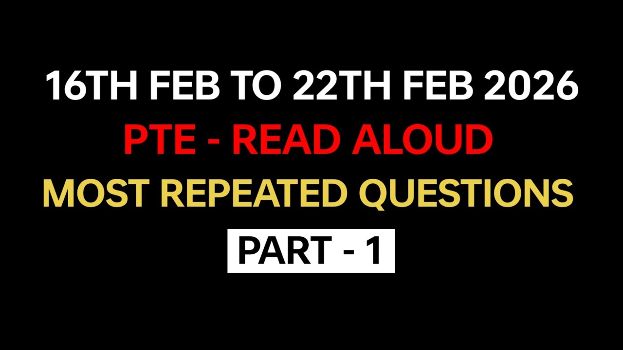 PTE Read Aloud (Part-1) Feb 2026 - Exam Prediction | Read Aloud PTE 2026 #pte