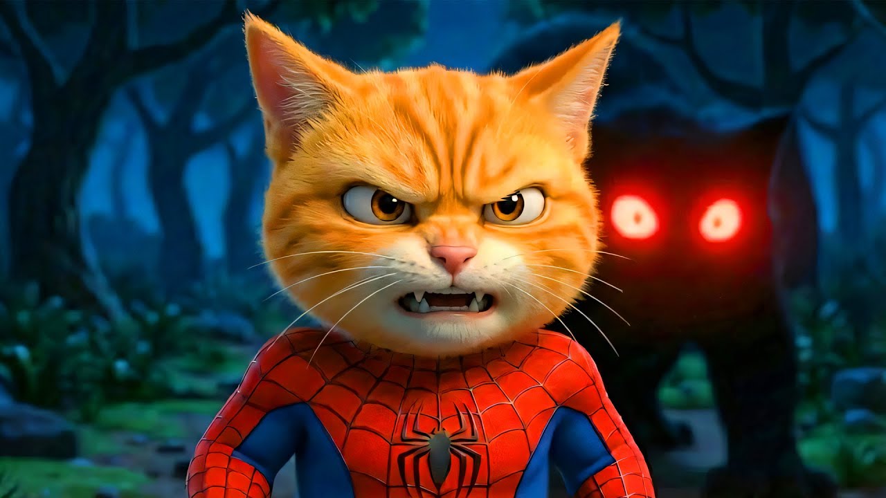 Spider Cat : What Is Watching Him in the Dark? 😱👀 | Funny Cat Animation