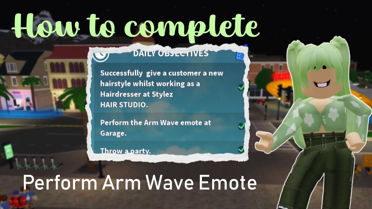 Perform the Arm Wave Emote at Garage in Bloxburg Daily Objectives Roblox