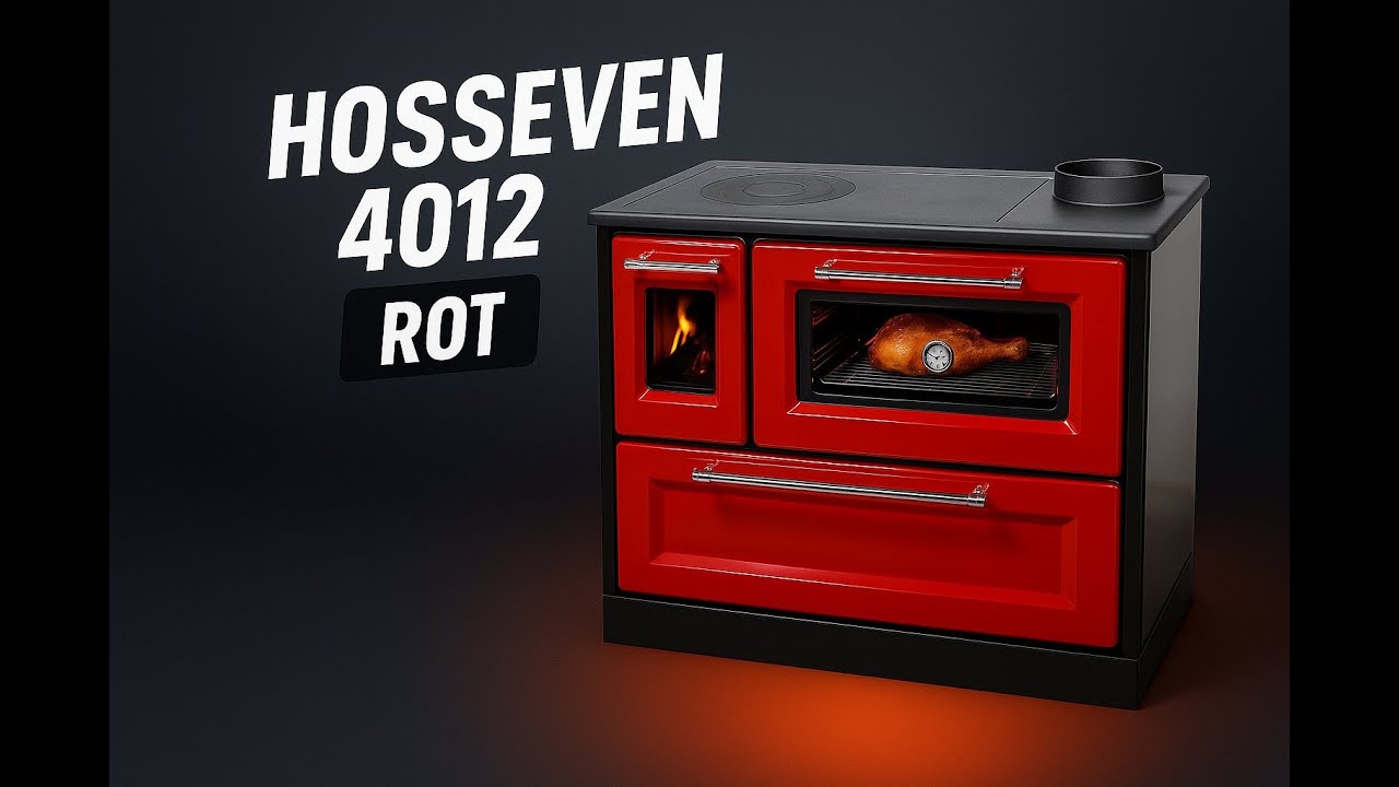 Hosseven Kaminofen 4012 in Rot &ndash; Heizen, Kochen & Backen mit Holz