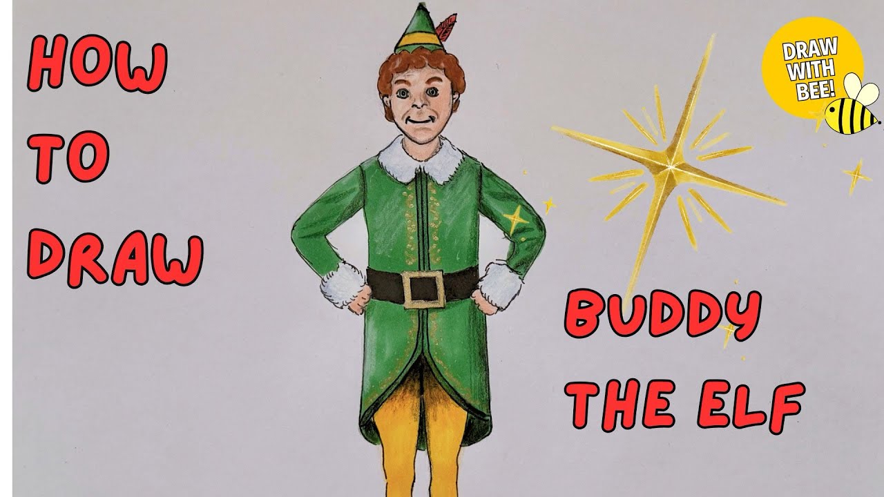 How to draw Buddy the Elf | the Elf movie | 5 minute Christmas draw @DrawwithBee 