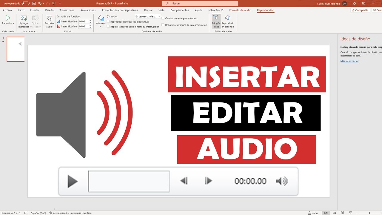 Insertar y editar audio en Power Point 2021