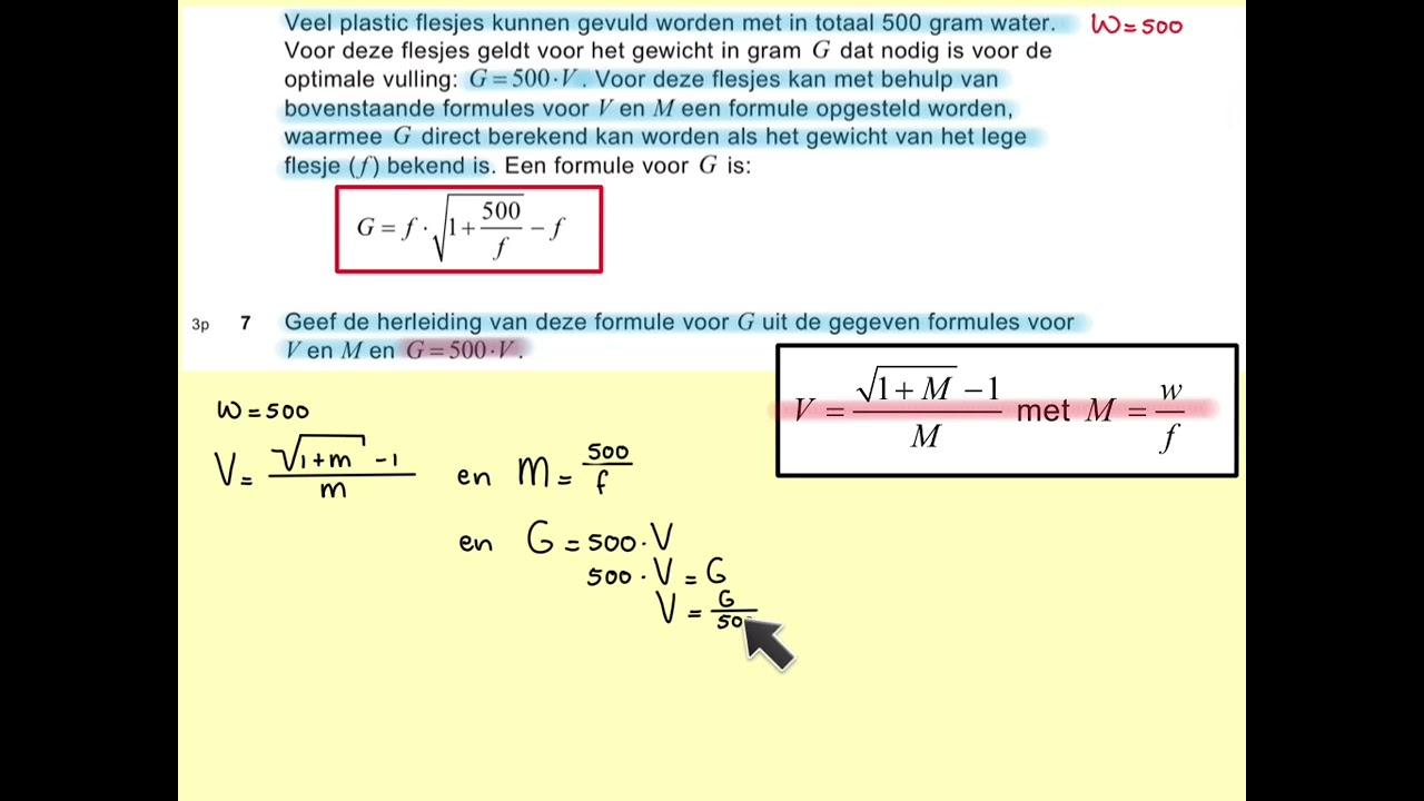2024-I Water bottle flip (vraag 6, 7 en 8) VWO wiskunde A