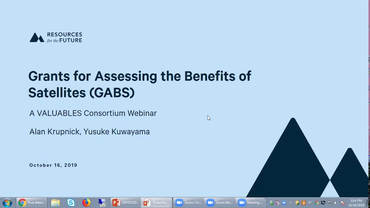 Applicant Webinar: VALUABLES Consortium Grants for Assessing the Benefits of Satellites