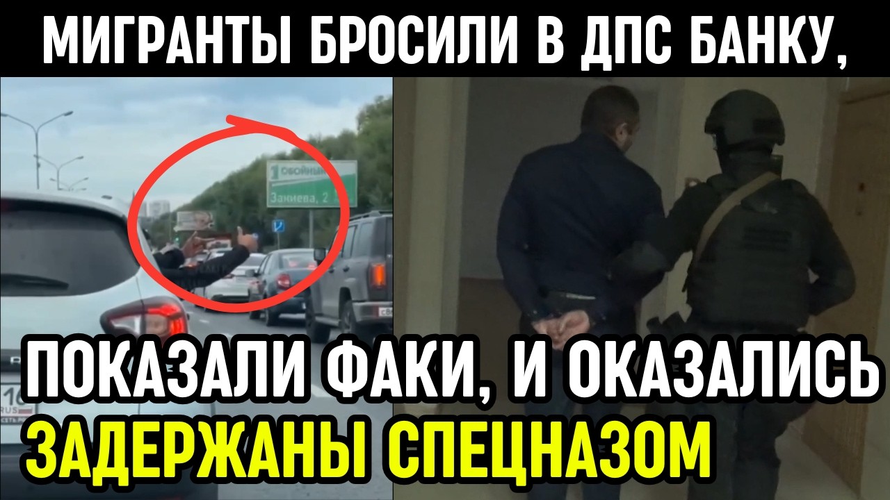 Мигранты бросили в ДПС пивную банку, показали инспекторам факи, НО ОКАЗАЛИСЬ ЗАДЕРЖАНЫ СПЕЦНАЗОМ