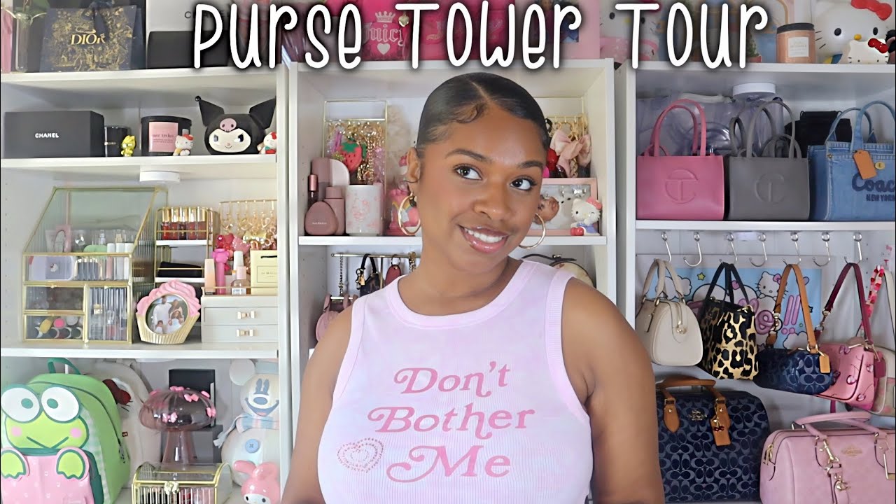🩷 Purse Tower Tour - My Purse Storage & Accessories Organization