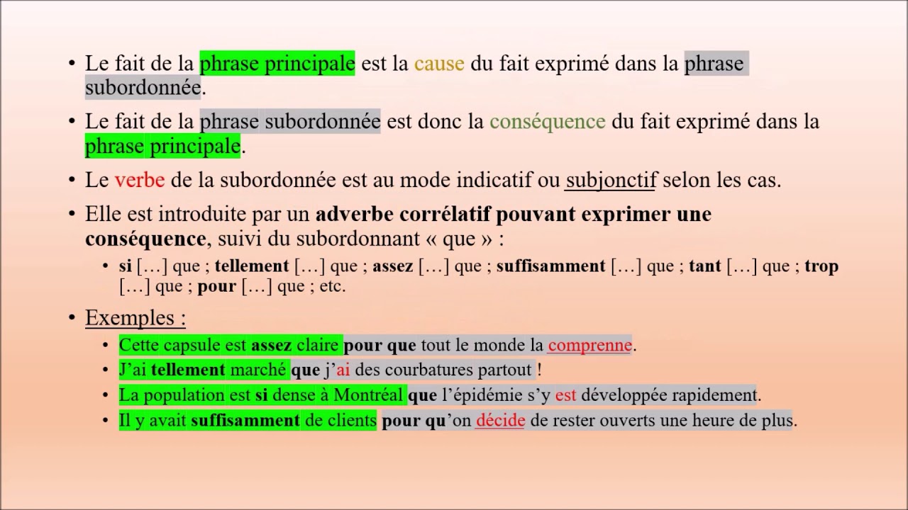 Phrase XII : la subordonnée corrélative