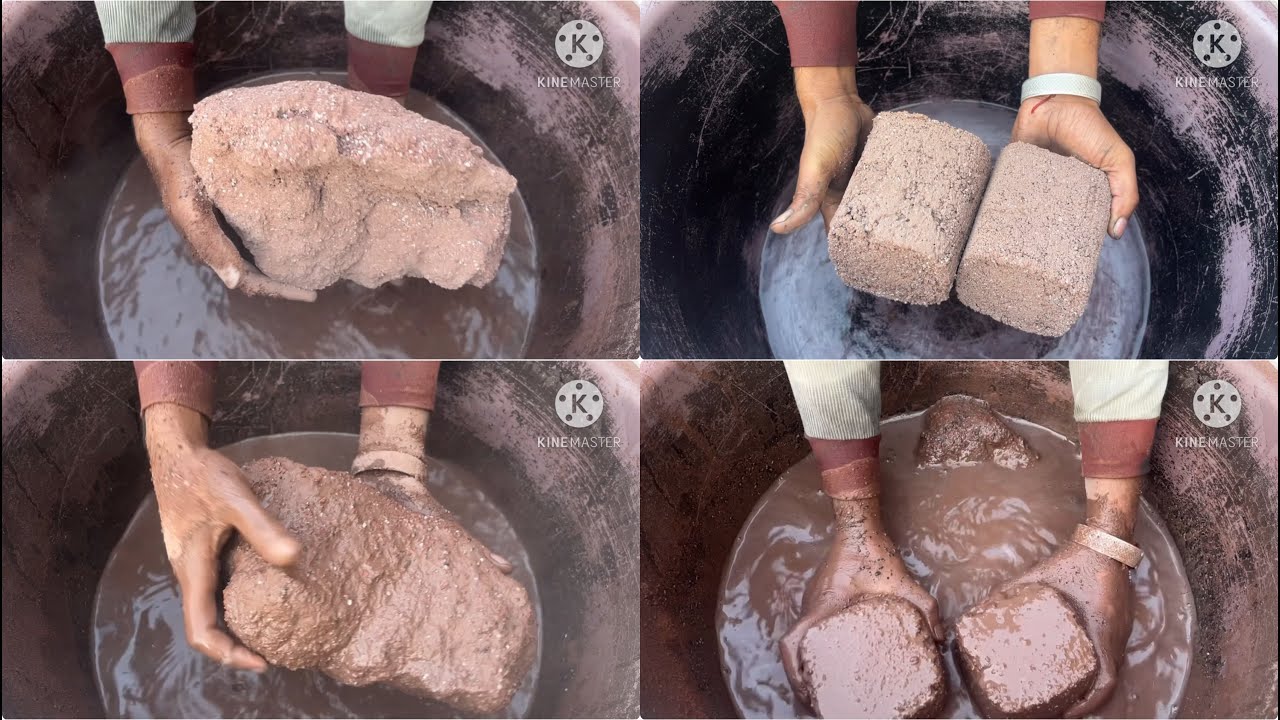 Red sand water crumbling #satisfying