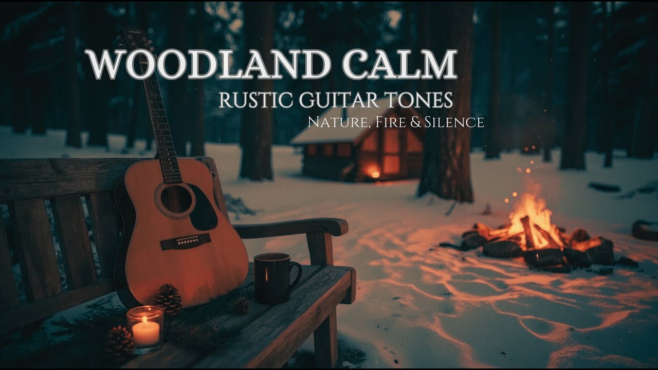 Soft Acoustic Guitar | Peaceful Winter Morning Cabin Ambience