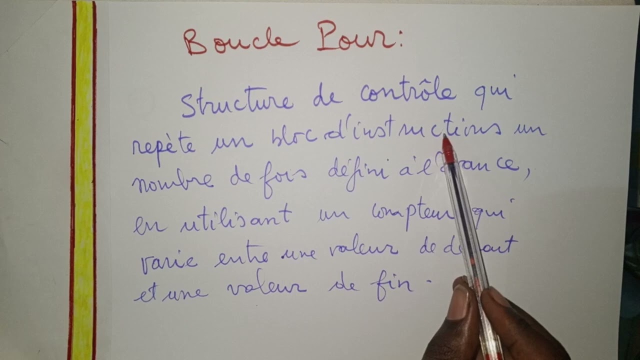 Boucle pour. Algorithme bouche pour