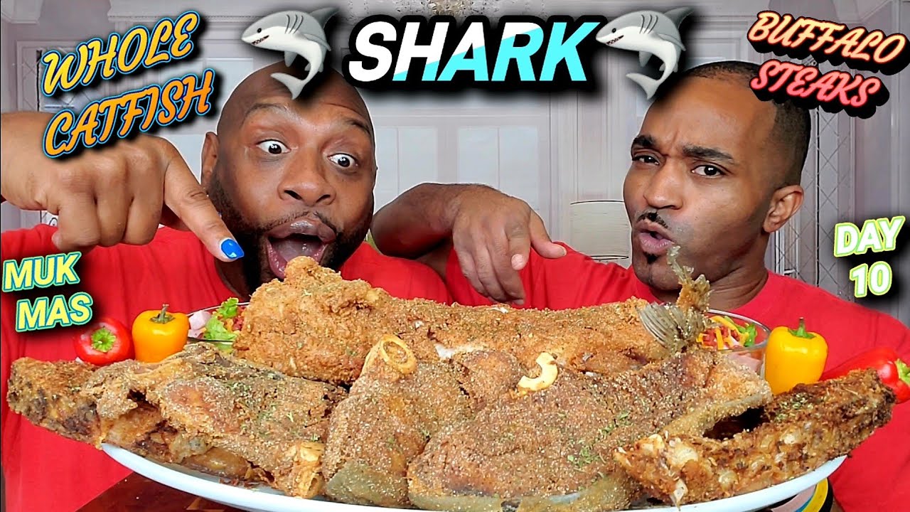 FRIED SHARK, WHOLE CATFISH, & BUFFALLO FISH MUKBANG 먹방 ... 3 DAYS OUR WAY W/ THE MUKBANG B.U.L.L.S.