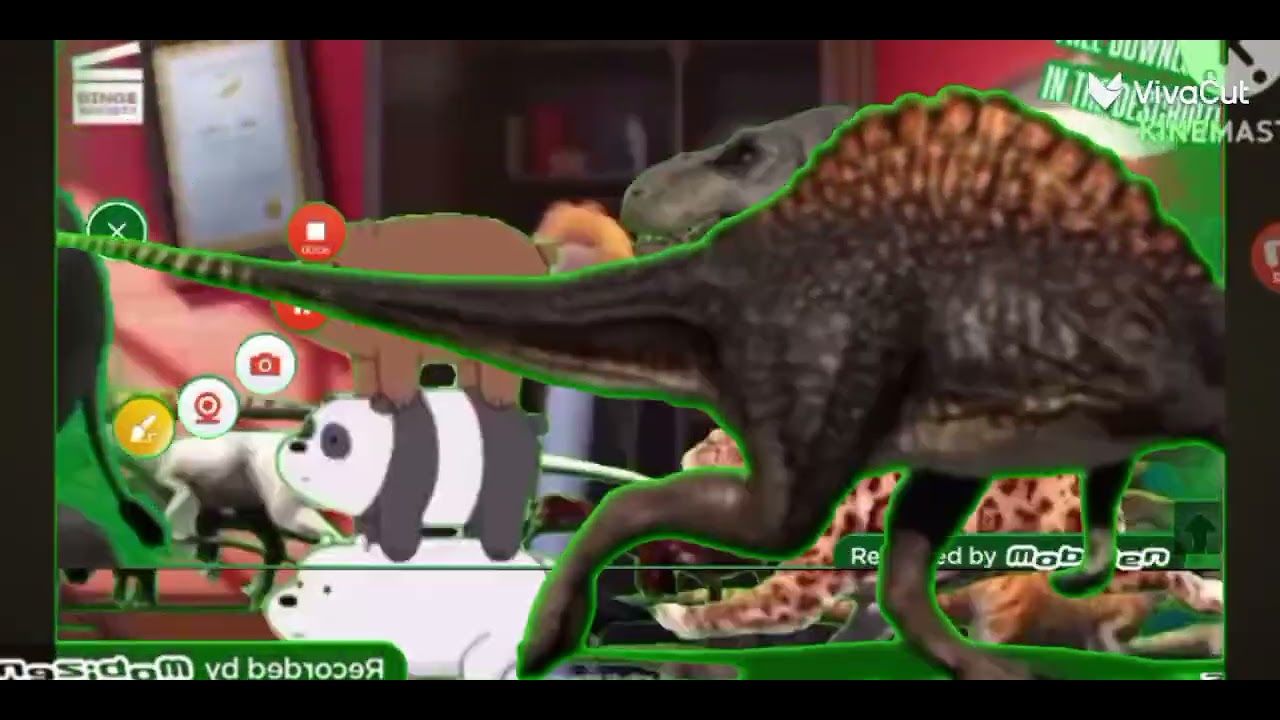 Pet run always and dinosaurs and animals stampede Green screen 
