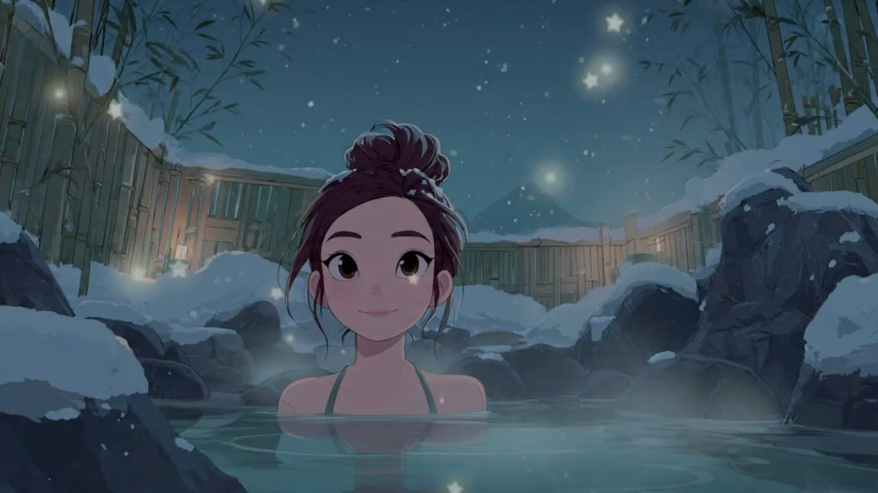 Snowflake Steam Embrace ♨️ Japanese Lofi [Winter Onsen Bliss]