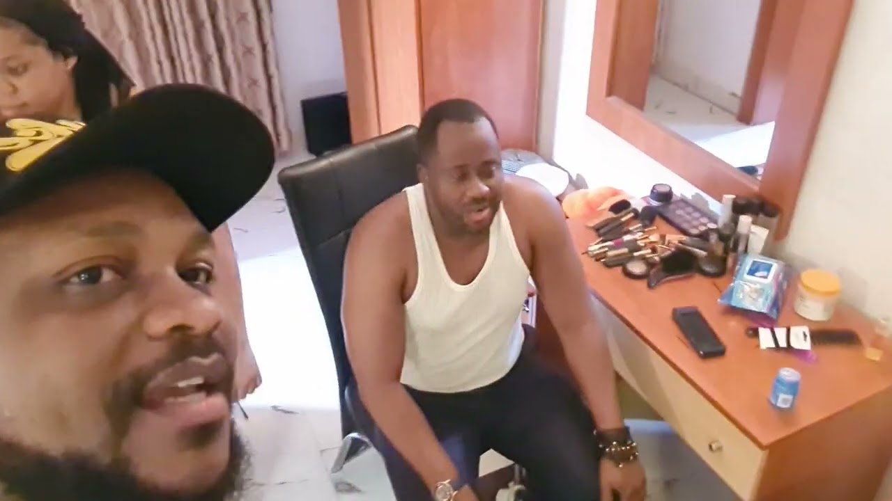 Little play on set with The Nollywood superstars #desmondelliot #nancyisime  #nollywood #tvseries