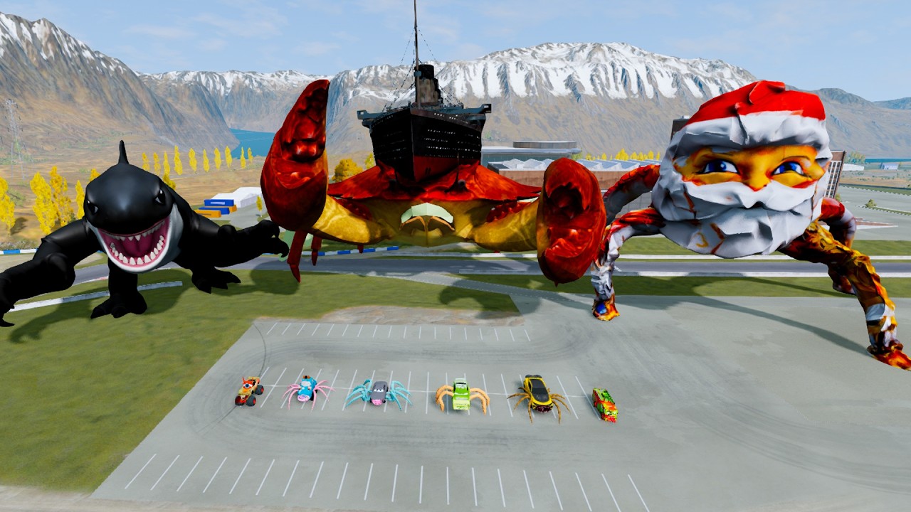 ALL MONSTERS Big & Small Cars with NEW CRAB TITANIC & GOO GOO GAGA SPIDER  – BeamNG Drive