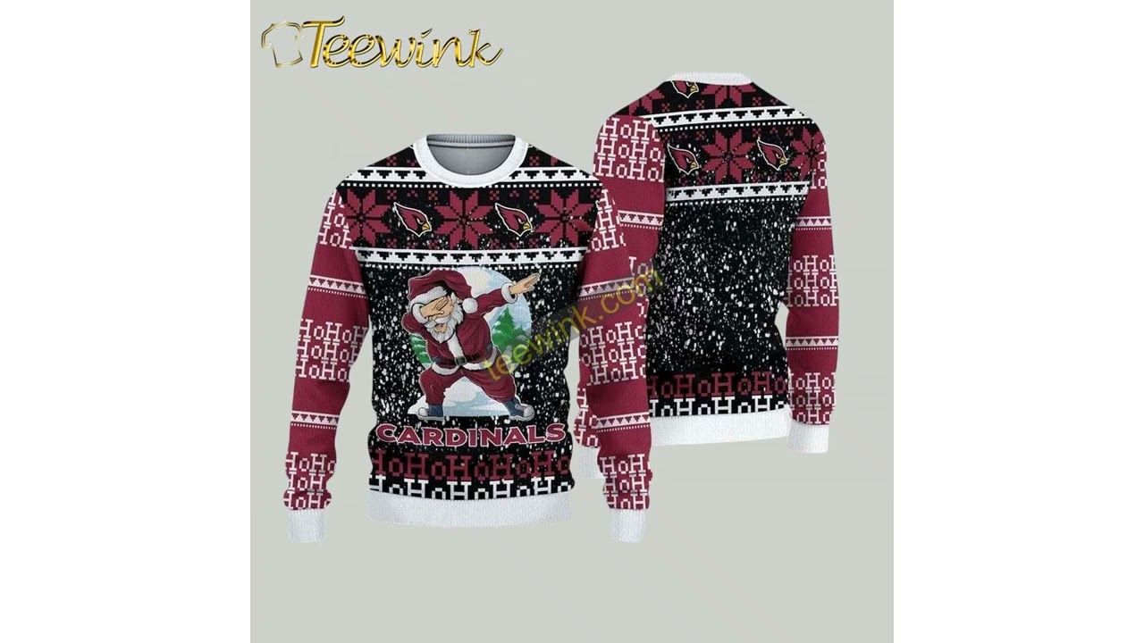 Funny Santa Dabbing Arizona Cardinals Ugly Christmas Sweater