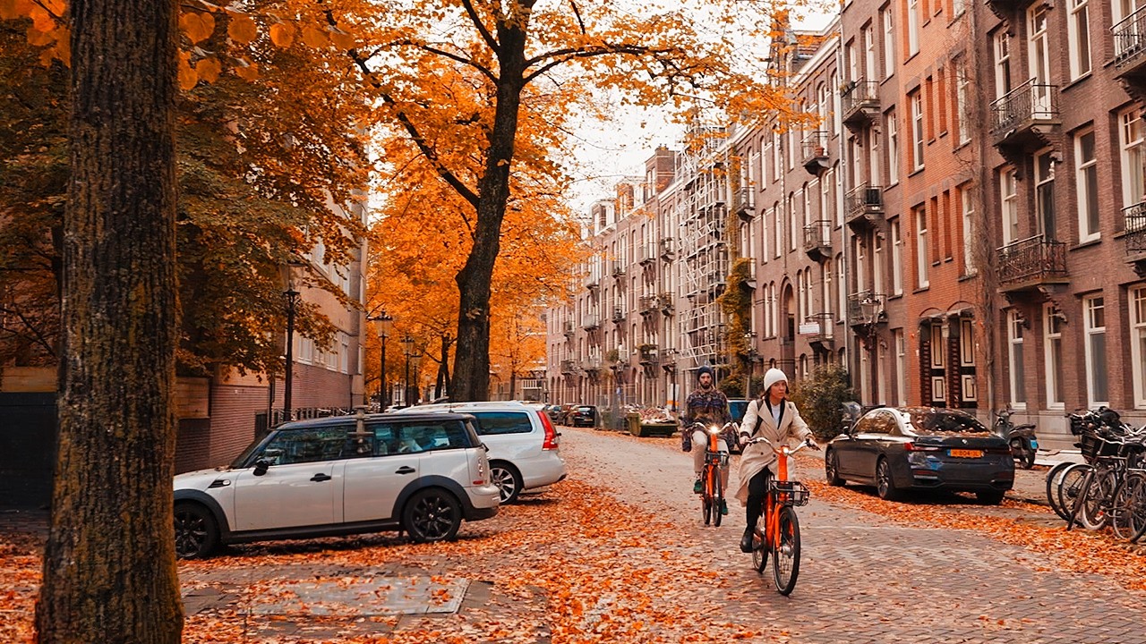 Autumn Walking Tour in Oud Zuid, Amsterdam, 4K Binaural