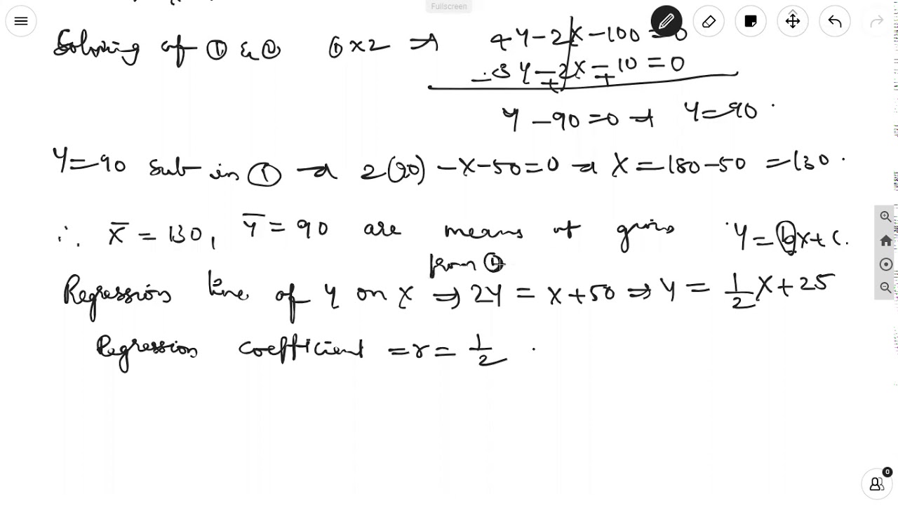 P&S-REGRESSION-Find the mean values of X and Y and Correlation Coefficient from equation-class2