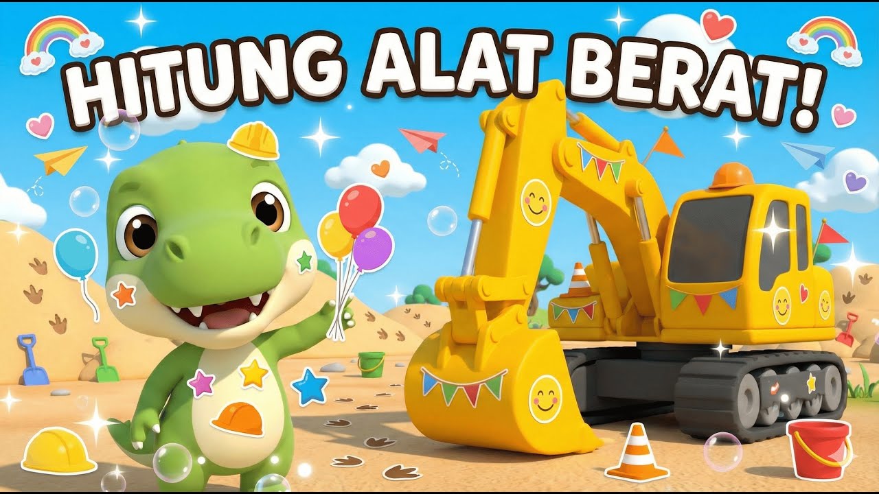Dino Belajar Menghitung Alat Berat! 🦖🚜 Excavator, Dump Truck & Bulldozer