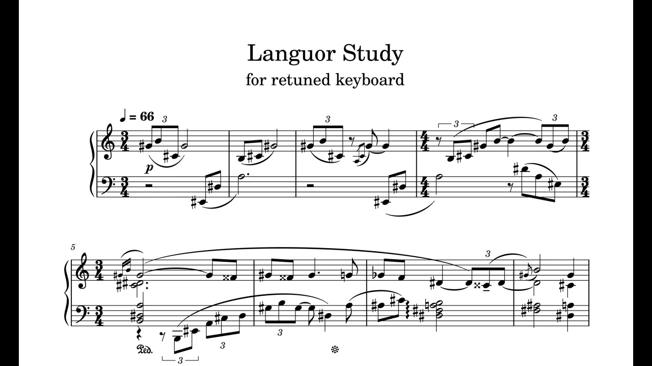 Languor Study, for microtonal keyboard in 26edo