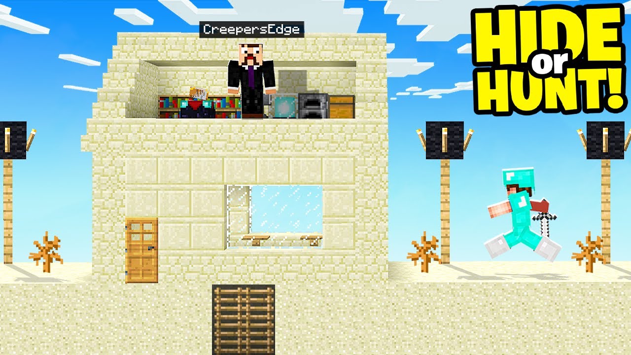 i made a SECRET Minecraft Base in a Villagers house.. (Hide or Hunt #1)