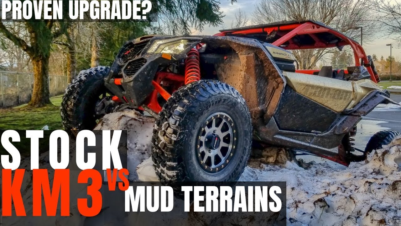 CanAm X3 Stock Tires Vs BfGoodrich KM3 Mud Terrains!