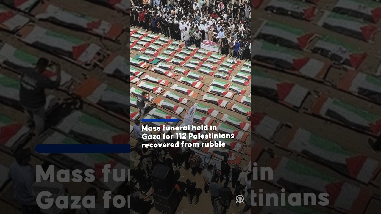Mass funeral held in Gaza for 112 Palestinians recovered from rubble