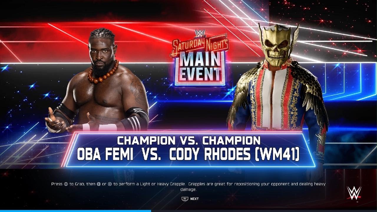 CODY RHODES VS OBA FEMI CHAMPION VS CHAMPION MATCH @WWE @WWEGames @YouTube 
