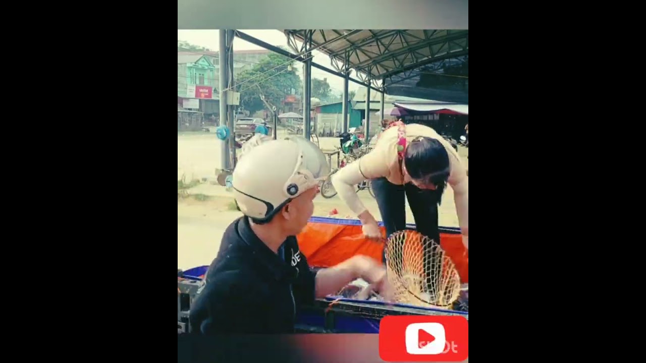 Big fish catch cute girl go to sell market 