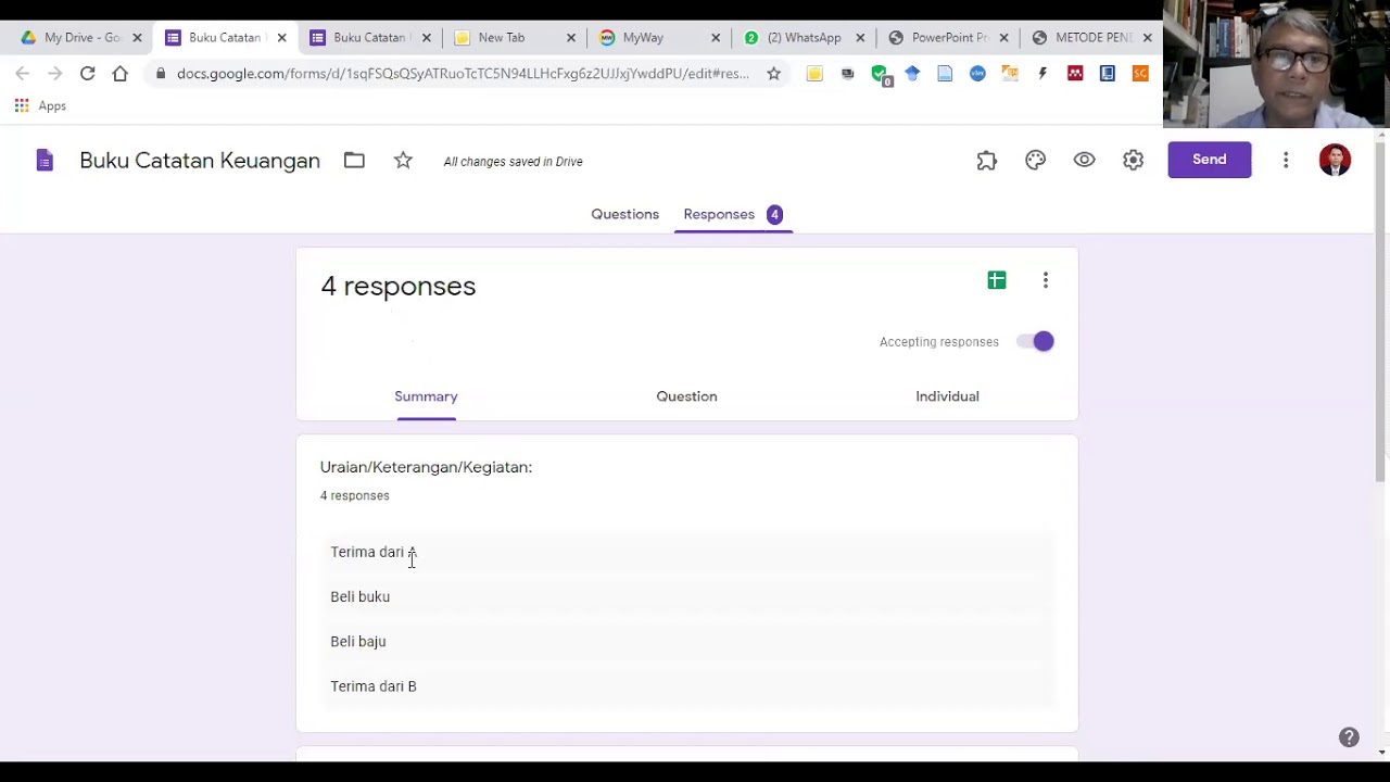 Membuat catatan keuangan menggunakan Google Form