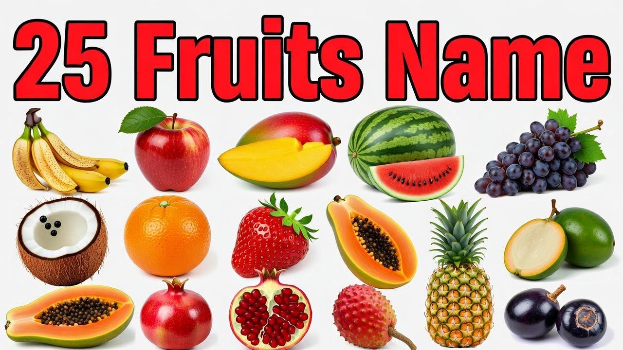 25 Fruits Name English and Hindi With Pictures | बच्चों के लिए फलों के नाम | Fruits Name for Kids 